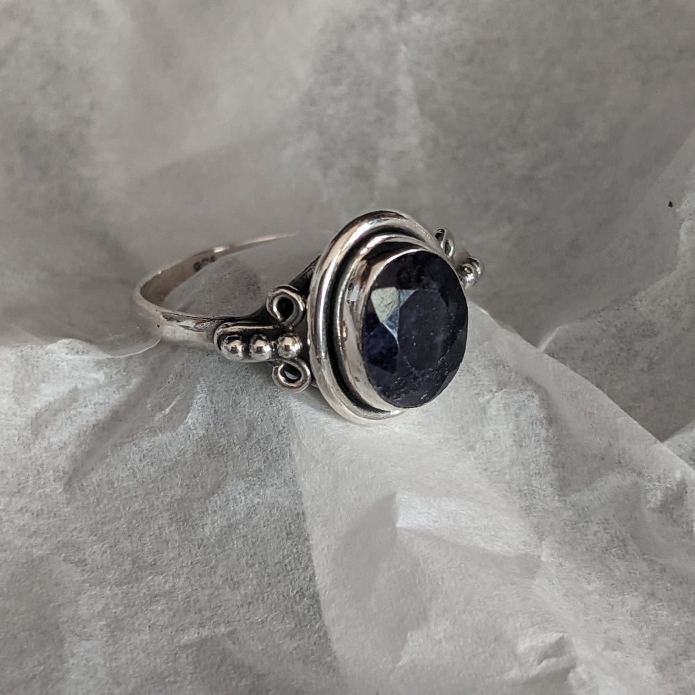 SOLD! Natural Blue Sapphire, 925 Silver ring, size 8 - Picture 3 of 10